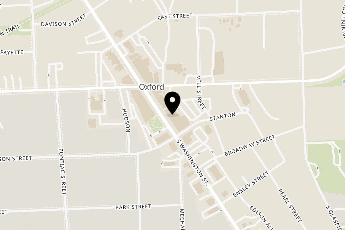 Map showing the location of The Oxford Tap on 36 S Washington St in Oxford